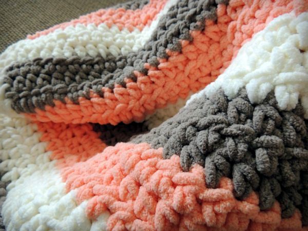 Coral Stripe Baby Blanket Voila!
