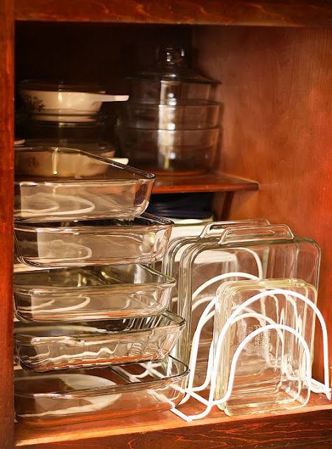 Dish organization. Makes so much more sense than stacking them all on top of each other and then having to pull them all down just