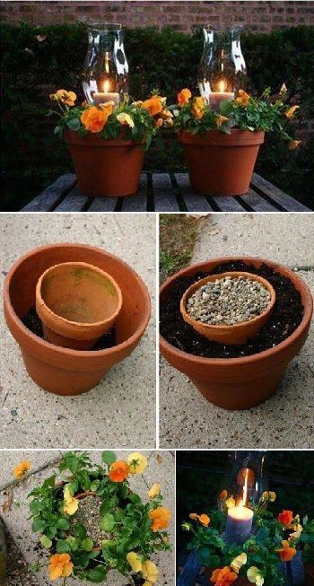 DIY Flower Pot Candle Holder