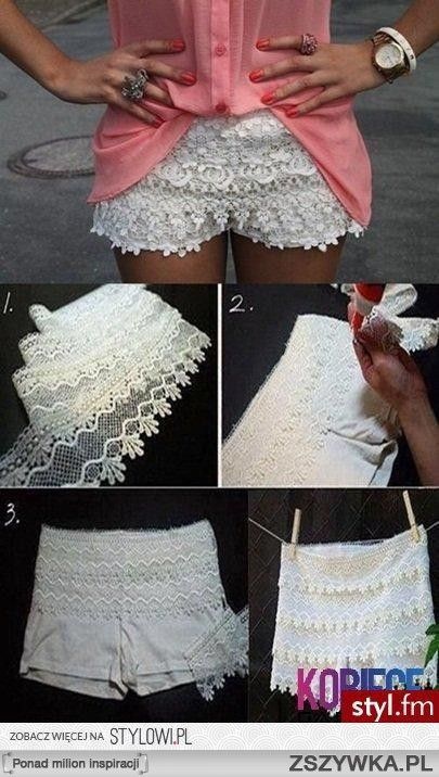 DIY: Lace Shorts. I love these can someone tell me did she use a pair of gym of shorts? would it be easier to sew  lace on than