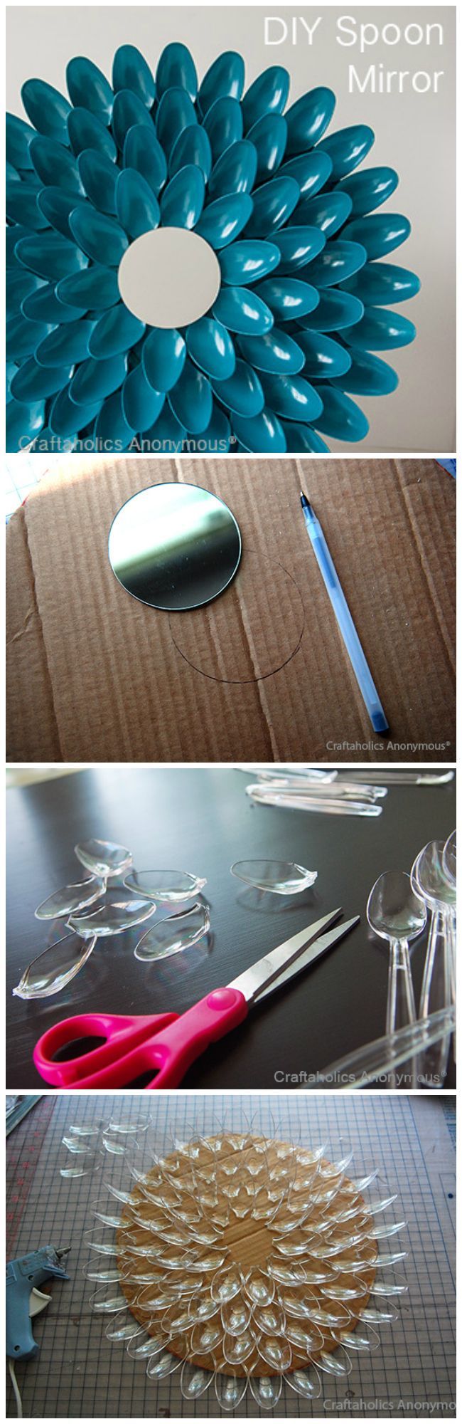 DIY Spoon Mirror Tutorial. Costs only $3 to make. Fun, easy craft!