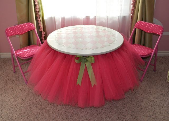 DIY Tutu Table  How cute would this be in a little girls room – heck, I would like it for my room if my hubby would have it!!