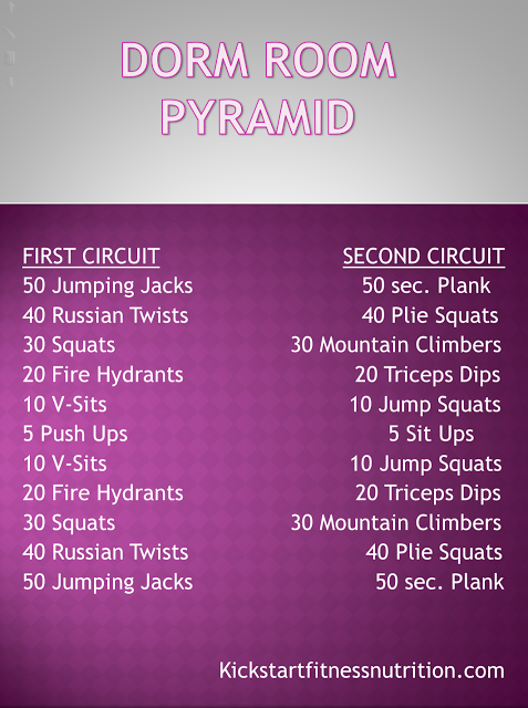 Dorm Room Pyramid Workout (or hotel room!) any small space with no equipment this can be done