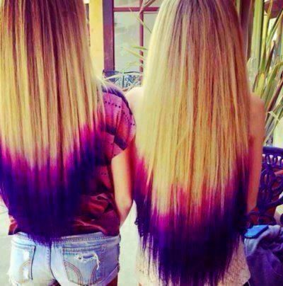 double dip dyed purple and pink hairstyles