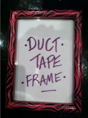 Duct tape picture frame.  Quick, easy, cheap!  Fun project for your kids, too!