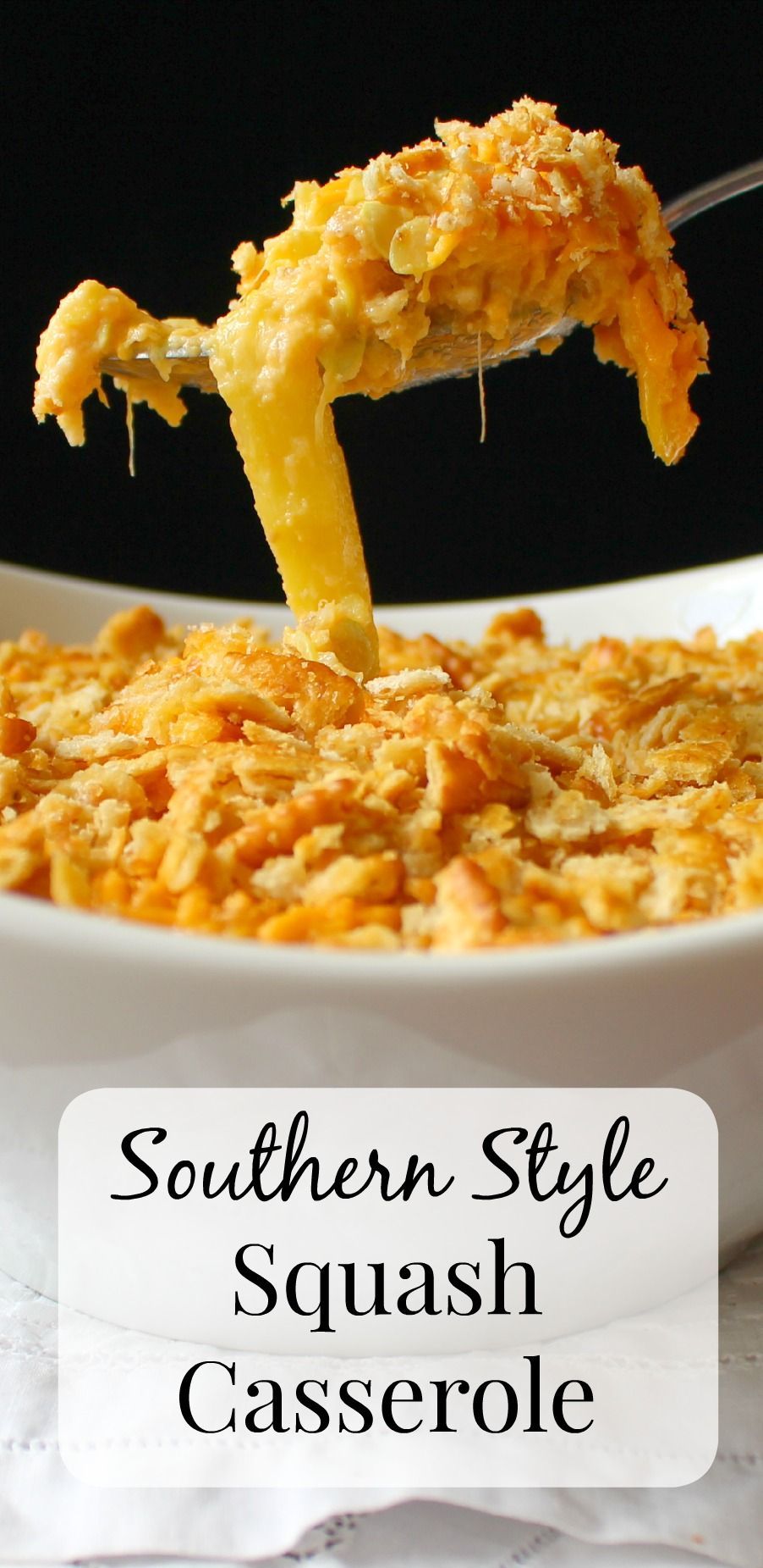 Easy 4 ingredient squash casserole recipe!  Just fresh squash, cheddar cheese, cracker crumbles, and mayo makes this a family
