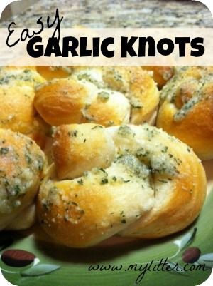 easy garlic knots recipe – made my own biscuits…would be better if made from pizza dough or crescent roll dough