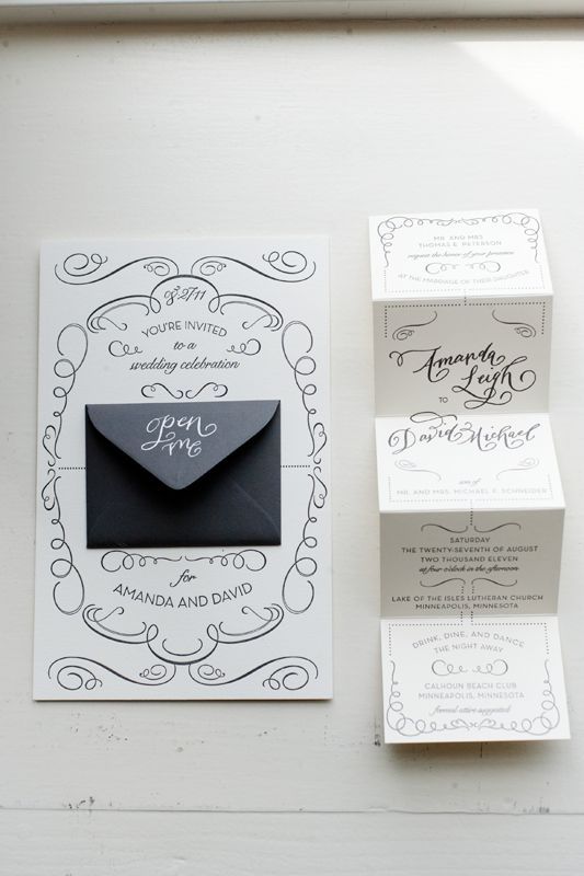 elegant yet non-traditional invitation, ultimately settling on a sophisticated design with a playful pop-out for the main