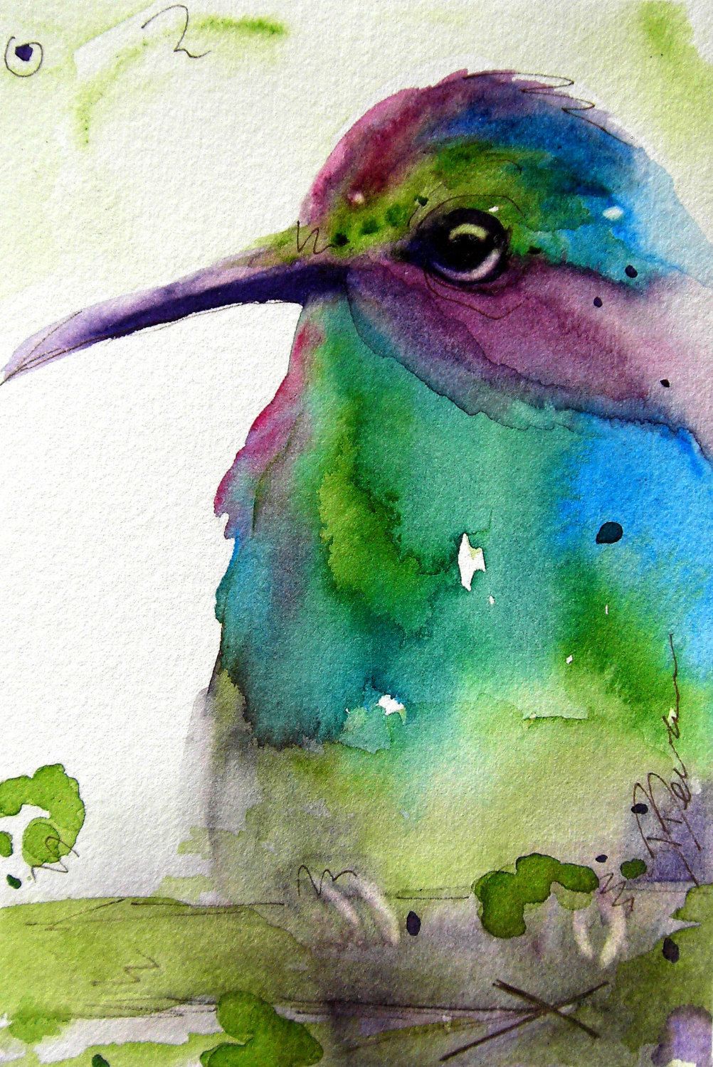 Etsy Watercolor Paintings | Hummingbird Watercolor Art Print by RedbirdCottageArt on Etsy
