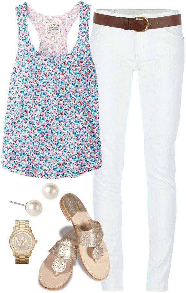 “Floral Tank Top” by classically-preppy on Polyvore, I love this outfit I would really love to own this