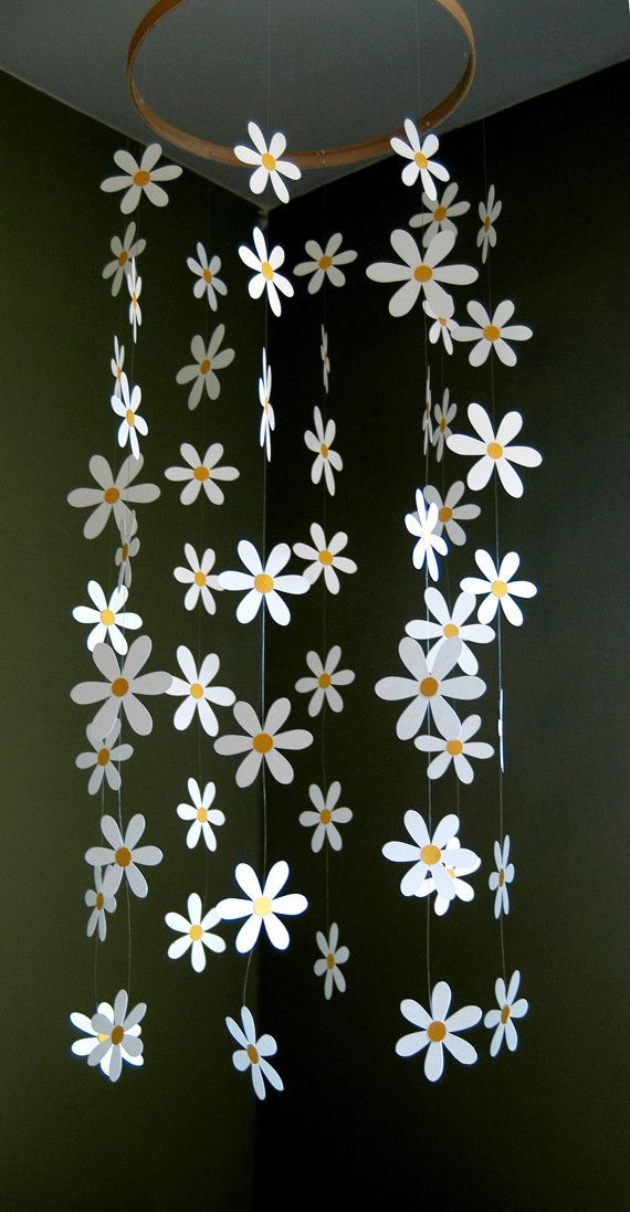 Flower Mobile – Paper Daisy Mobile Inspired by Pottery Barn Kids for Nursery, Baby or Kids Decor