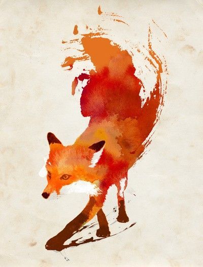Fox watercolor tattoo Idea….would love to turn this into a german shepherd and get along my rib cage :)