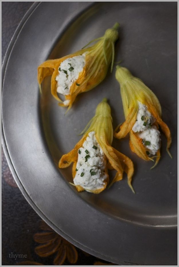 Fried Squash Blossoms Filled with Herbed Goat Cheese | 19 Pretty Things To Make With Edible Flowers