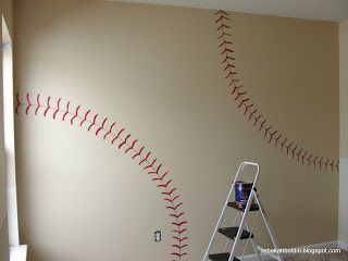 Good tutorial on making baseball nursery wall… good step-by-step pictures!  Simply Mom: Play Ball