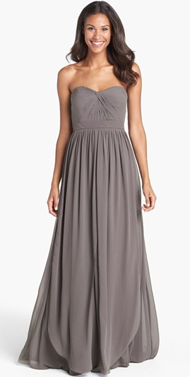 grey bridesmaid dress. such a flattering style! (comes in an array of colors)