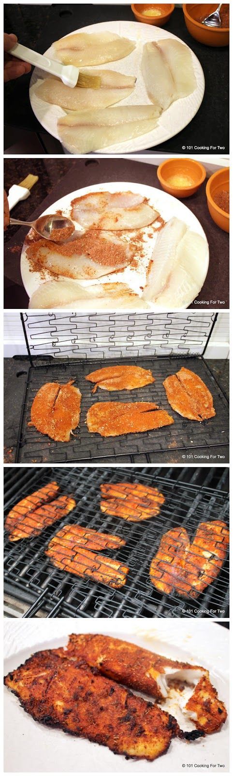 Grilled Blackened Tilapia – nice and easy blackened recipe.  The brown sugar adds a hint of sweetness.  I tried on salmon too and