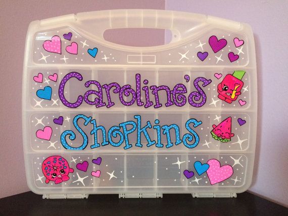 Hand Painted Personalized Shopkins Case Carrier by StuffForLittles