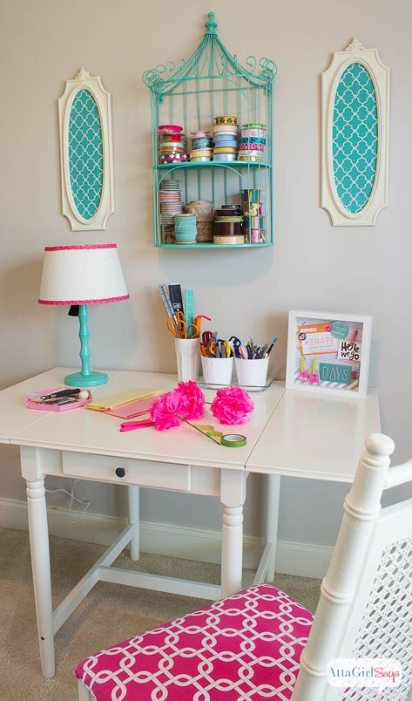 Hometalk :: Pink Green Girly & Organized: Ultimate Home Office Craft Room Makeover
