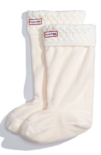 Hunter brand boot socks – to wear inside of your favorite rain boots. the top folds over the outside of your boots. such a cute
