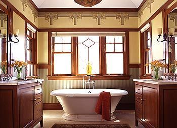 I love the simple luxury of this Mission-inspired bathroom, set in a 1904 bungalow on the outskirts of Chicago.