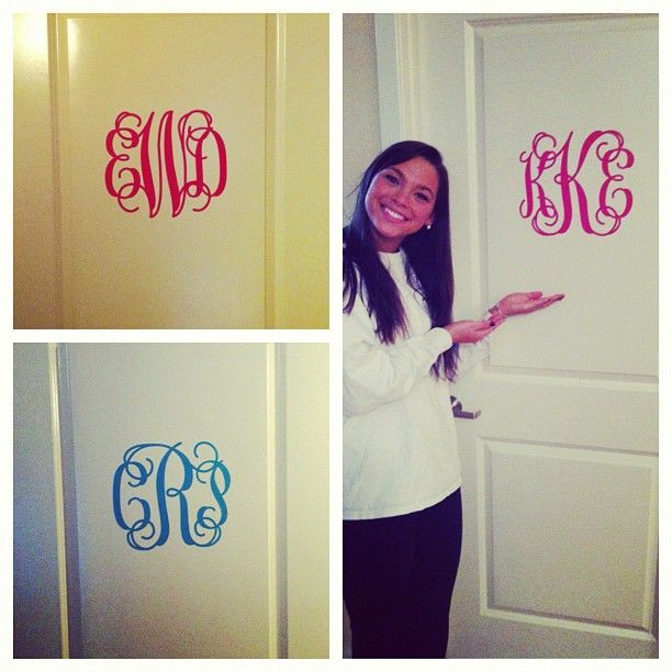If you are in a suite-style dorm or an apartment, hang monograms on your doors. Oh my I love this idea!