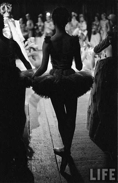 In the wings, circa 1950.  I love these vintage wings shots in black and white.