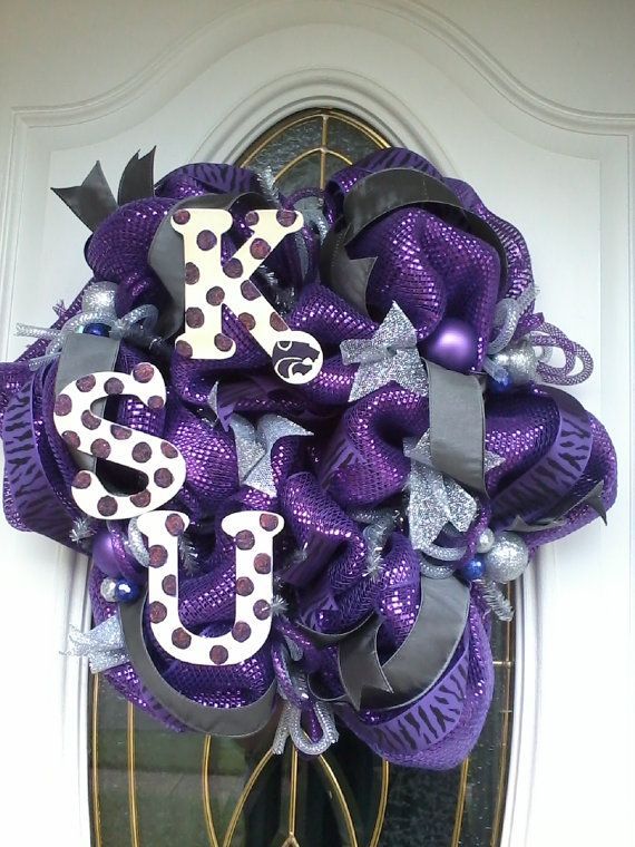 K-State mesh wreaths | Kansas State Wildcats Deco Mesh Wreath by Dudlebugs on Etsy
