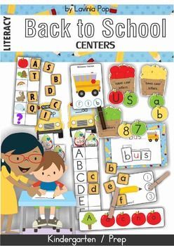 Kindergarten Literacy Centers – Back to School. 92 pages. Great unit to introduce basic concepts!