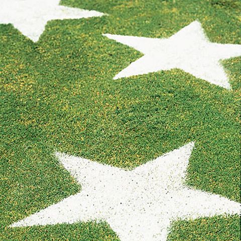 lawn stars made with flour, could do hearts for outdoor wedding and horseshoes if doing western/country wedding