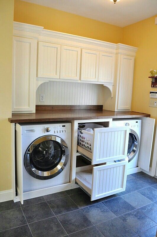 Look very closely, and NOTE:  how there are doors ***********  recessed that pull **  out and cover ***** the washer & dryer