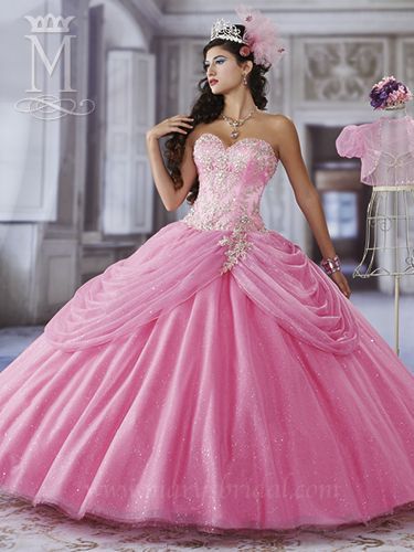 Marys Bridal 4Q937 | Colors Available: Hot Pink/Multi; Magenta/Multi; Sapphire/Multi or White/Multi | Fabric: Sparkling Tulle