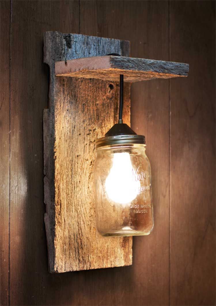 Mason Jar Light Wall Fixture  Barnwood  Wall by GrindstoneDesign, $99.00