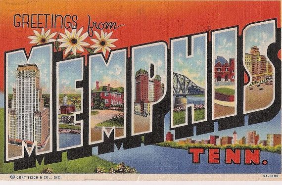 Memphis Tennessee vintage large letter greetings souvenir