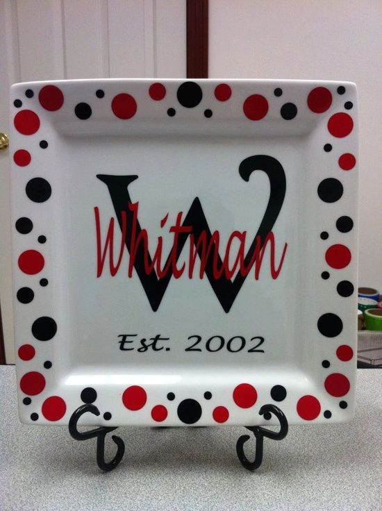 monogrammed cricut craft ideas | Cricut craft ideas / Personalized Plate Wedding Plate with Stand Last …