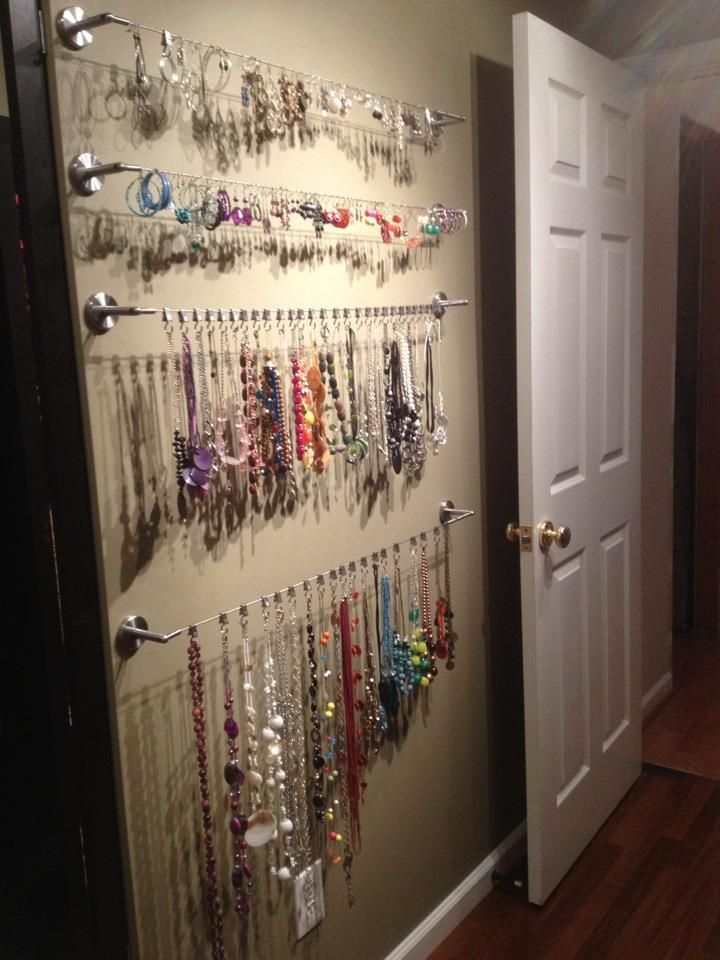 My jewelry wall. Hardware from Ikea. THIS is happening inside my walk in closet!