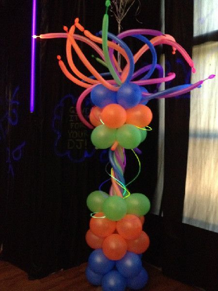 Neon Balloon column.  #balloon-column #balloon-decor