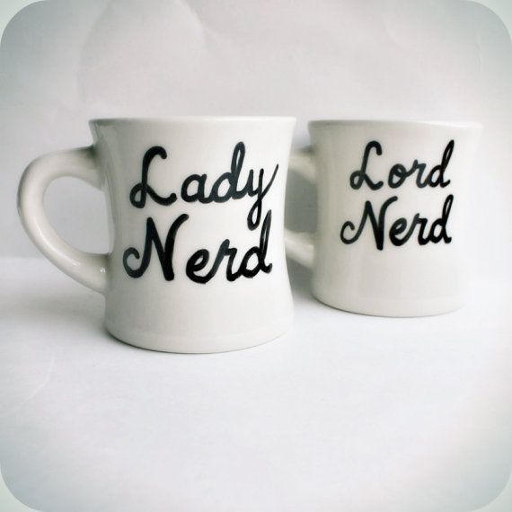 Nerd coffee mug tea cup set couple anniversary by KnotworkShop, $25.00.  I MUST GET THESE!!