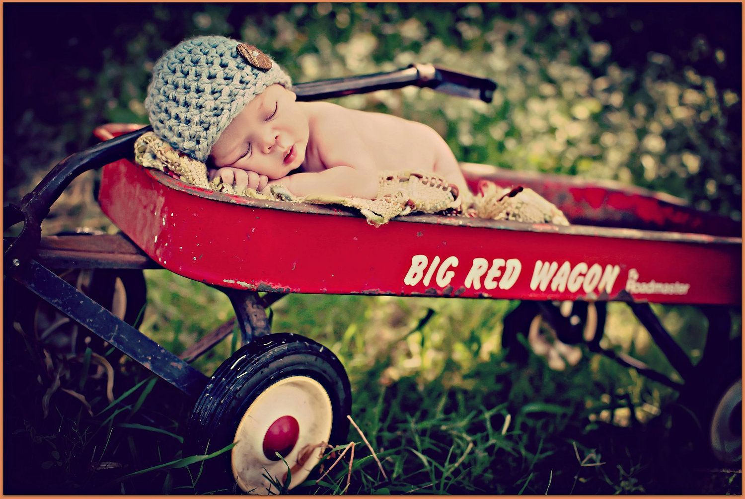 Newborn Baby Boy…have jakes wagon n him pullin it, or him drivin his tractor with jett in wagon….or put jett in dump truck n