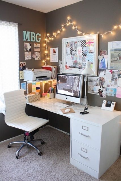 nice small office space with enough table top room, my desk can only fit my laptop and mouse pad. Office space inspiration