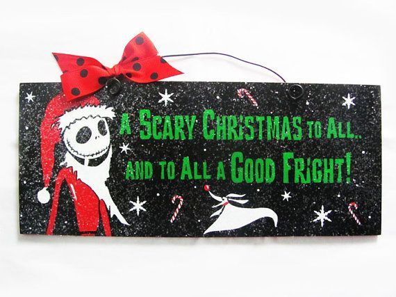 Nightmare before Christmas sign. Jack Skellington Santa. Scary Christmas. via Etsy