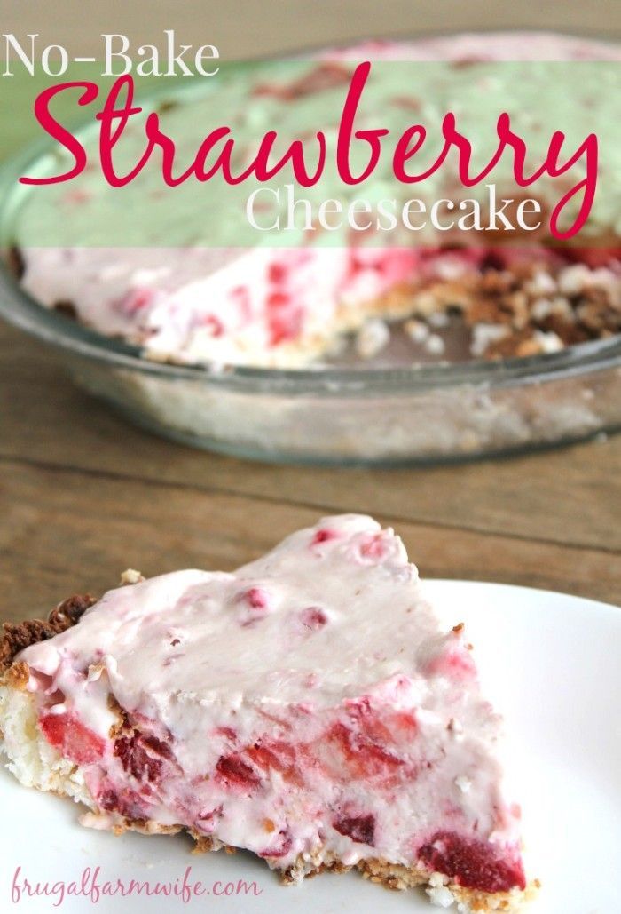 No-Bake Strawberry Cheesecake. This recipe is so easy, and tastes amazing! Especially with the coconut pie crust.