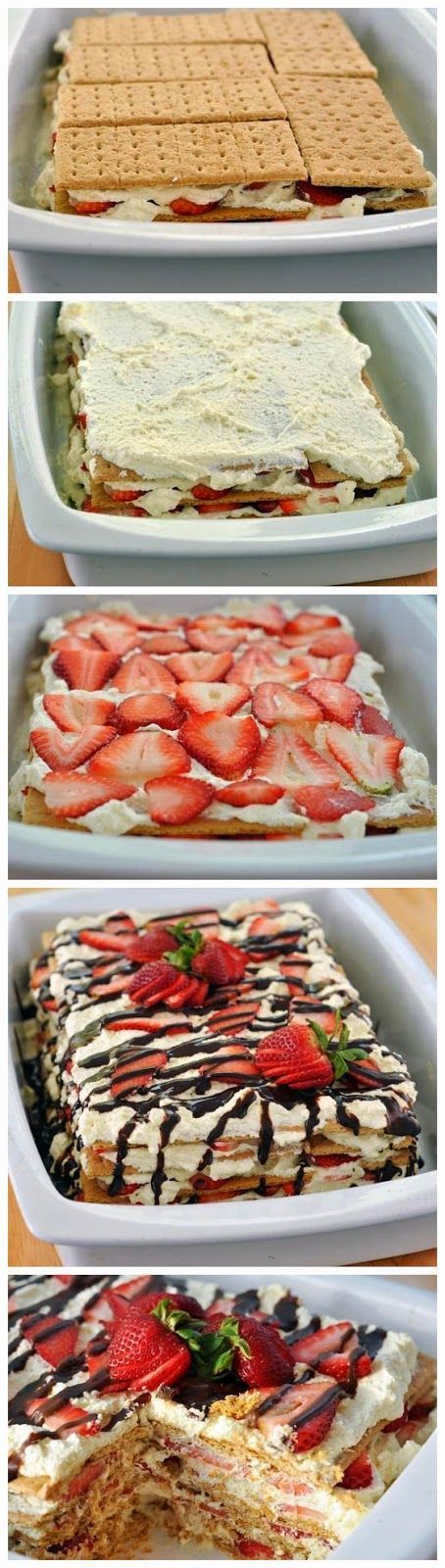 No-Bake Strawberry Icebox Cake – Great item to take to summer family gatherings!