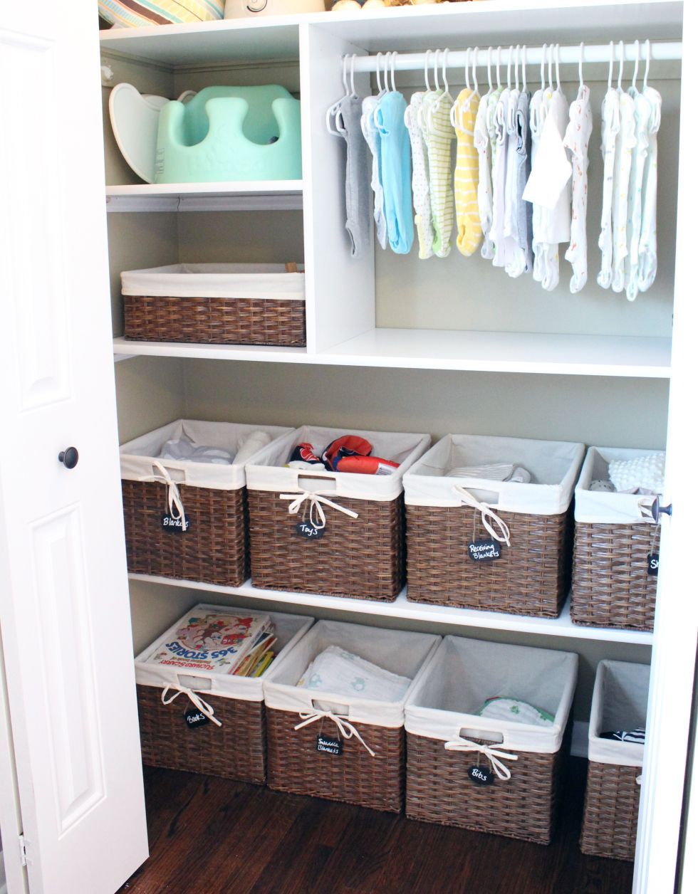 nursery closet organization. I love love love being organized…. So I shall have to do this.