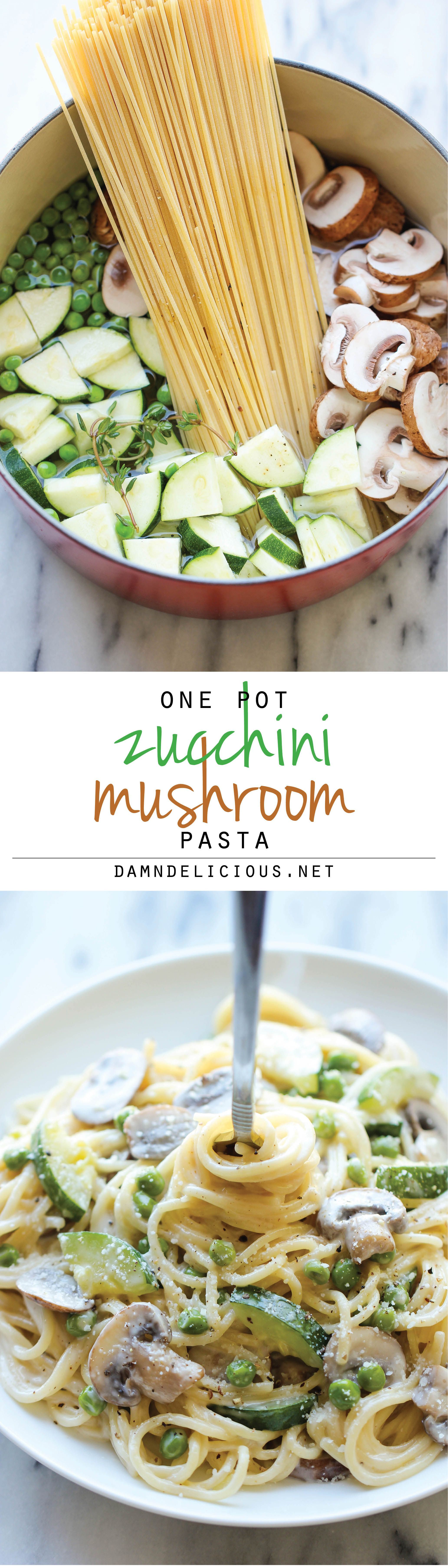 One Pot Zucchini Mushroom Pasta – A creamy, hearty pasta dish that you can make in just 20 min. Even the pasta gets cooked in the