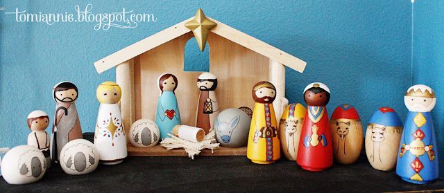 Peg Doll Nativity–I want to do this and use it in my Sunday School class!! Better than the Fisher Price Nativity Set–though my
