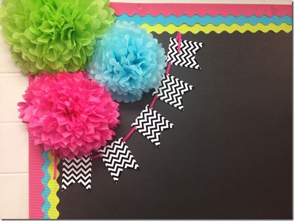 photo of a cute way to decorate the corner of your bulletin board-hall board next year