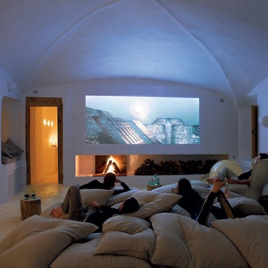 Pillow room: dont spend money on couches or lounge chairs and buy a really nice movie screen.