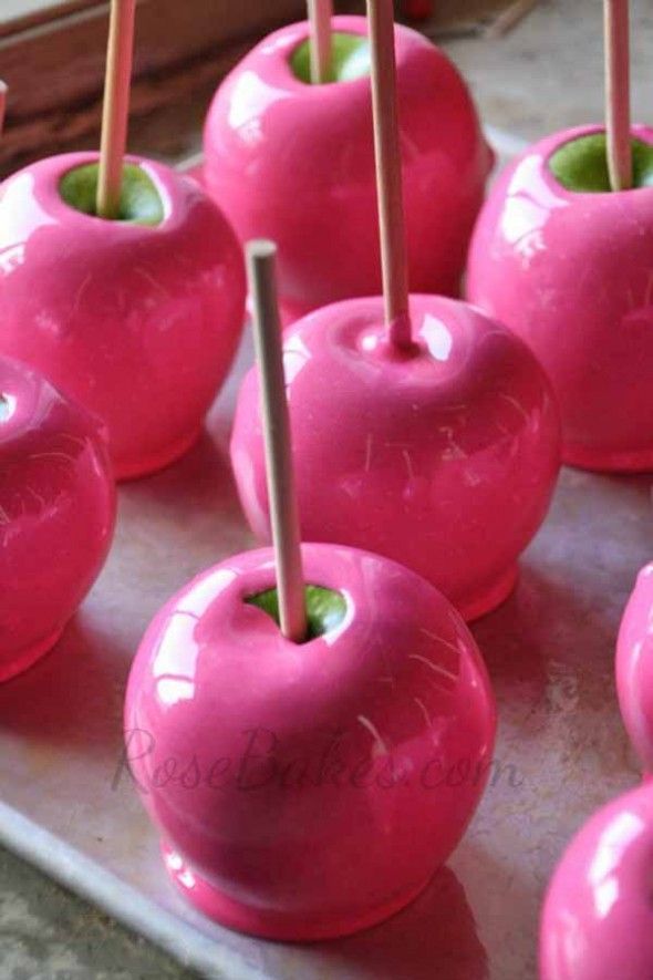 Pink Candy Apples. Could be parting gifts for AKA Baby shower, birthday party snacks..girls night snacks or sisterly relations