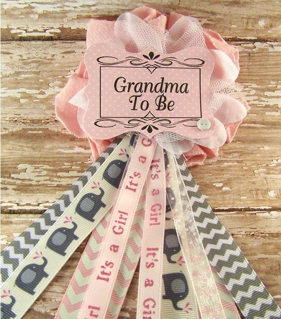 Pink Elephant Grandma To Be Corsage Elephant Baby by BloomingParty