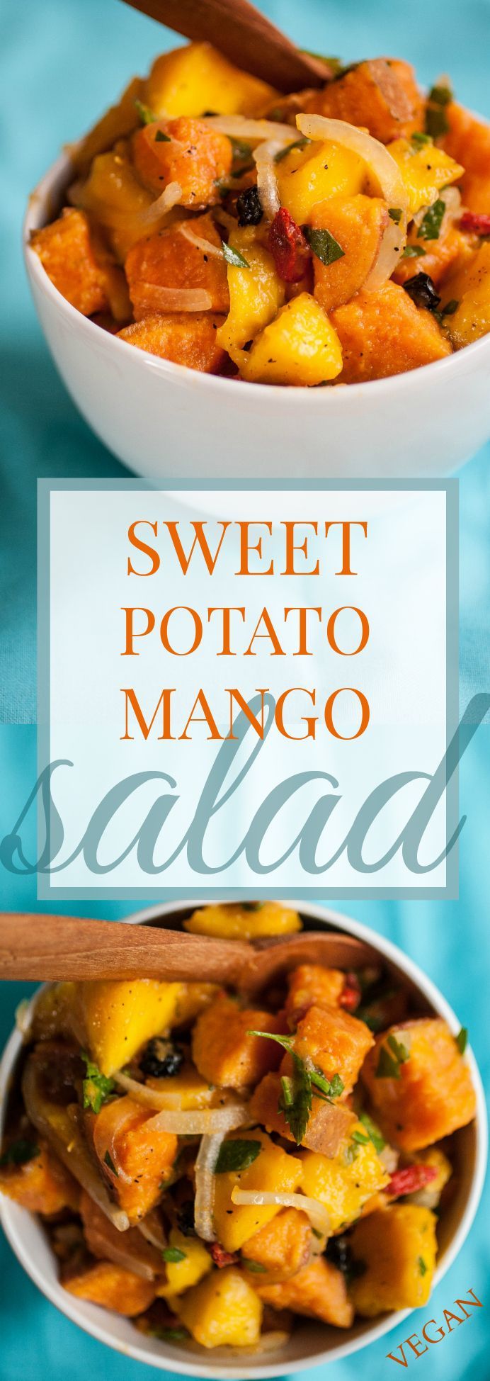 Produce On Parade – Sweet Potato Mango Salad – A delicious spin on regular potato salad. This sweet potato mango salad is studded